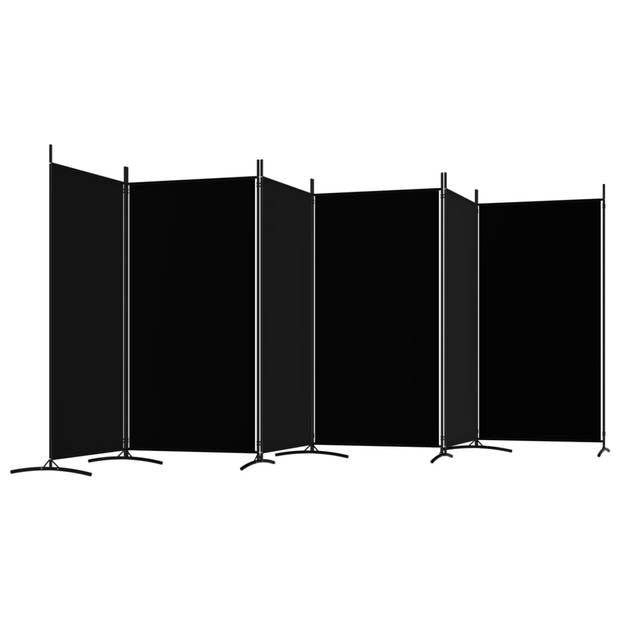 The Living Store Kamerscherm Zwart 6 Panelen - 520 x 180 cm - Inklapbaar