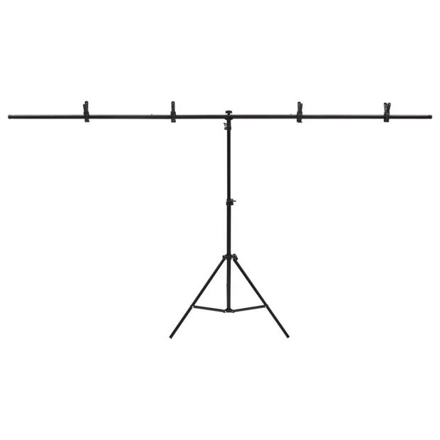 vidaXL Achtergrondstandaard T-vormig 201x60x(70-200) cm zwart