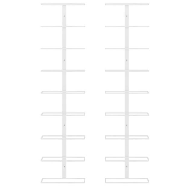 vidaXL Wijnrekken 2 st wandmontage voor 9 flessen ijzer wit