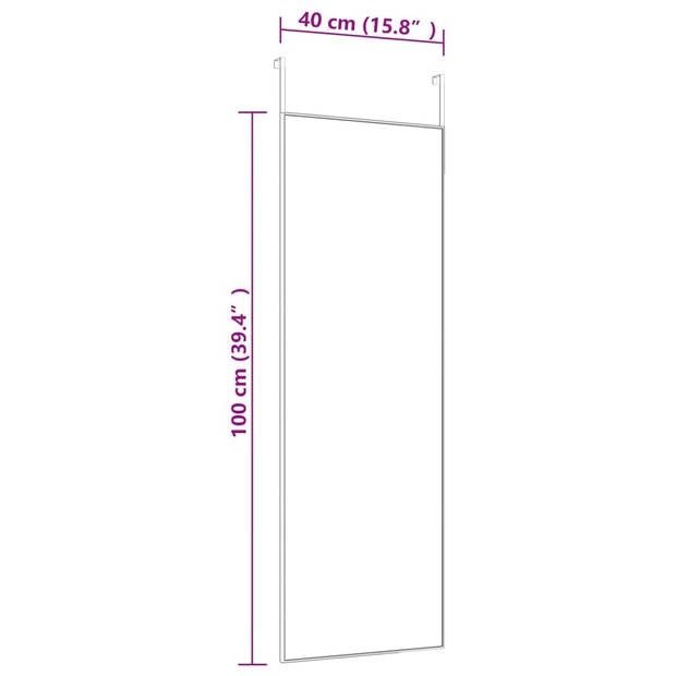 vidaXL Deurspiegel 40x100 cm glas en aluminium zwart