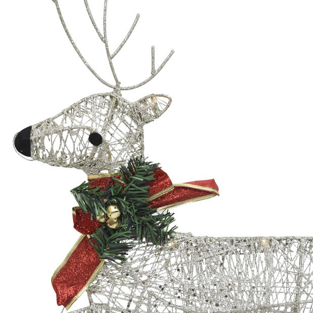 The Living Store Tuindecoratie - Kerstverlichting Rendieren met Arrenslee - Goud - Gaas/Metaal - 63x16x40 cm - 39x16x64