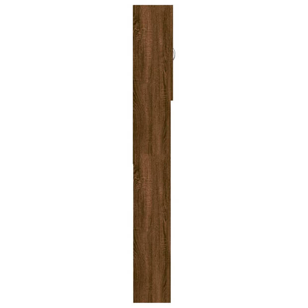 The Living Store Wasmachinekast - Brown Oak - 64 x 25.5 x 190 cm - 2 deuren - 9 vakken