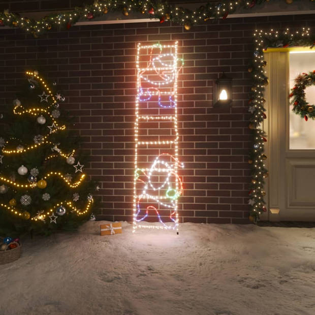 vidaXL Kerstfiguur kerstman op ladder opvouwbaar 552 LED's 50x200 cm