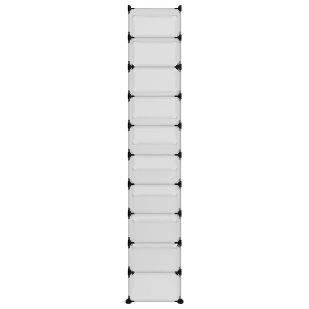 The Living Store Schoenenrek opbergoplossing - 44x32x174 cm - PP en staal - transparant