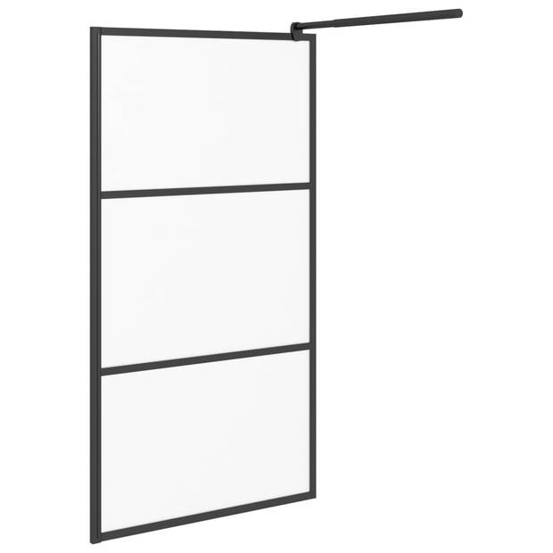 vidaXL Inloopdouchewand 100x195 cm mat ESG-glas zwart