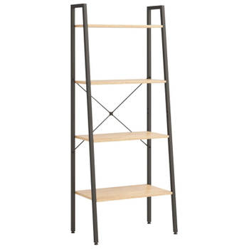 vidaXL Ladderrek met 4 schappen 56x35x140 cm lichtbruin en zwart