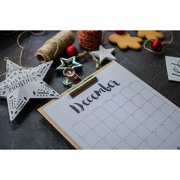 Inductiebeschermer - Kerst Kalender met Kerstster - 80x55 cm