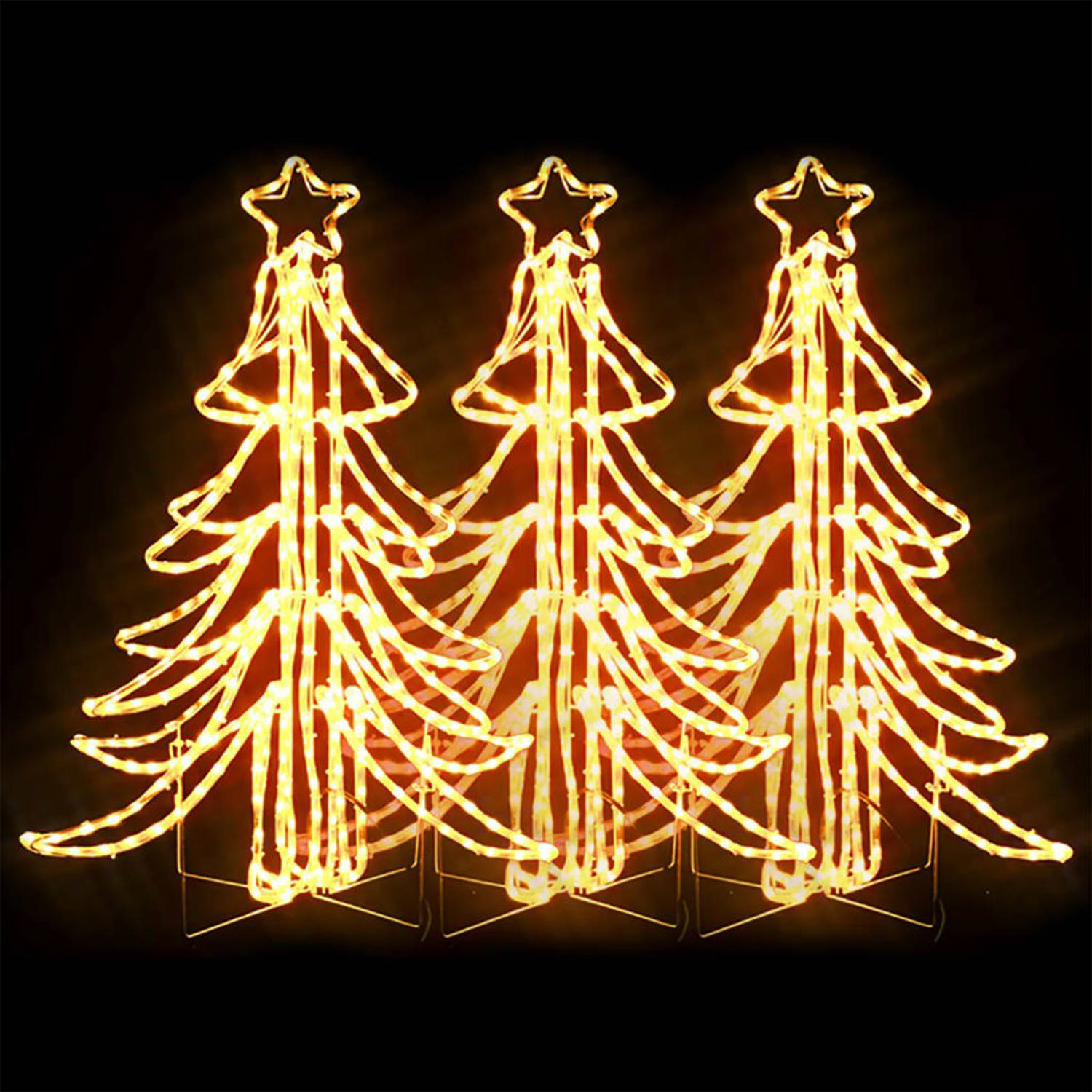 vidaXL Kerstfiguur boom 3 st inklapbaar met LED's 87x87x93 cm warmwit