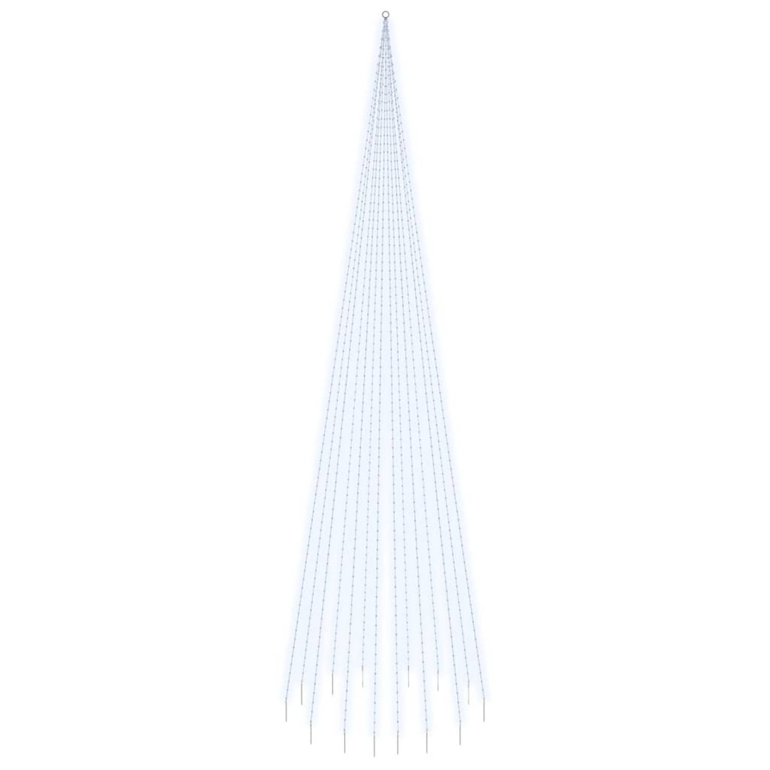 VidaXL vlaggenmast kerstboom 1134 LED's koudwit 800cm