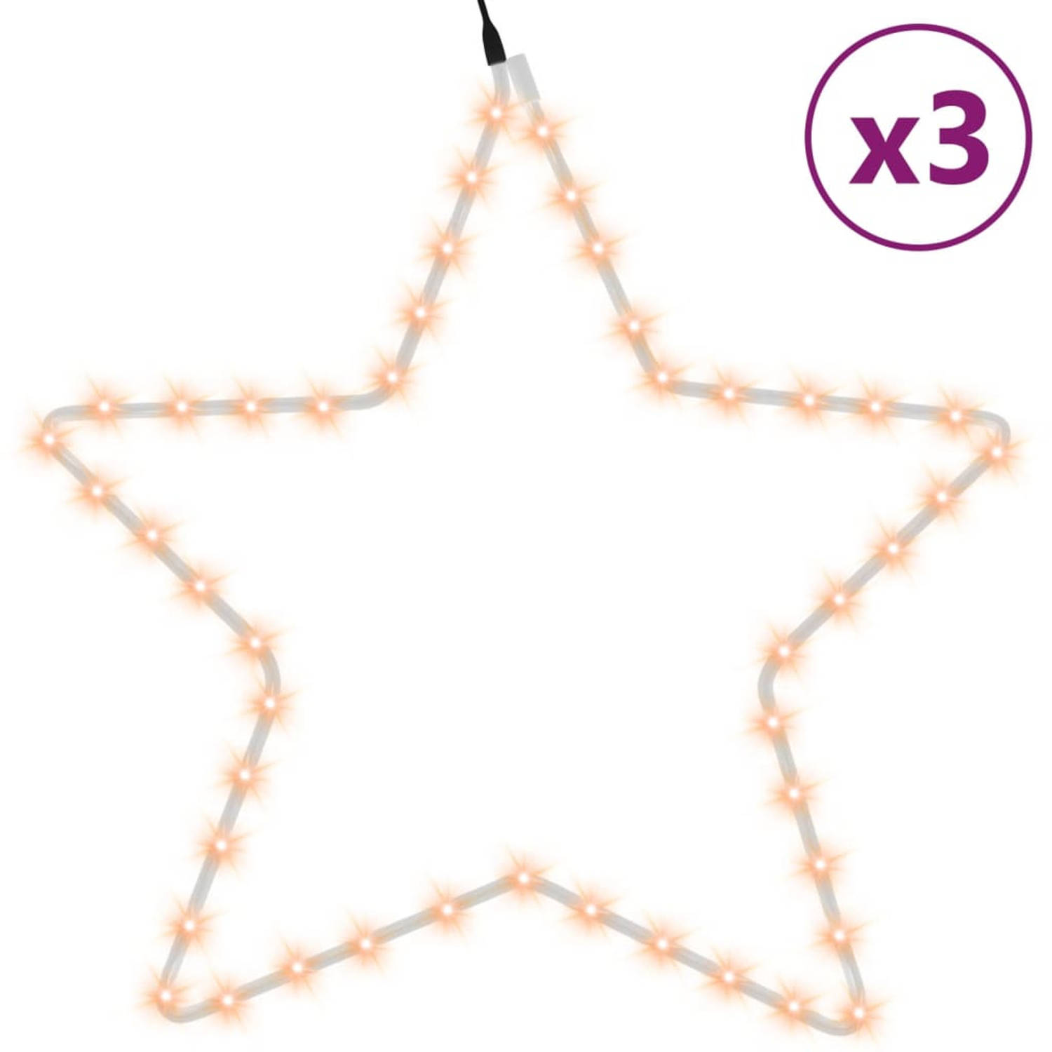 vidaXL Kerstfiguren sterren met 48 LED's 3 st 56 cm warmwit