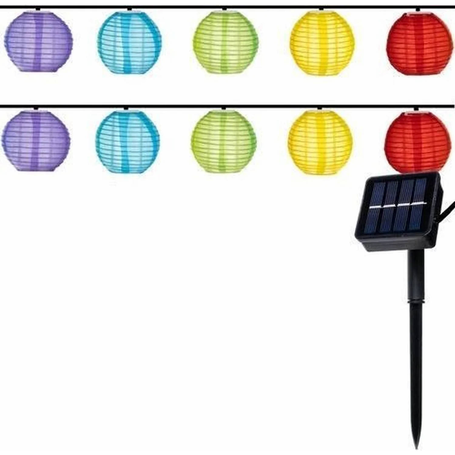 Lampion slinger feestverlichting op zonne-energie waterbestending LED 2,7m multi-color solar 10 lamp