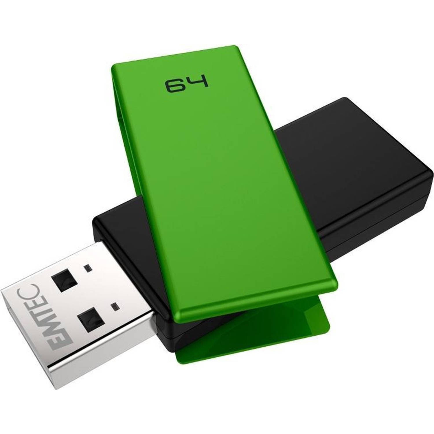 Emtec C350 Brick 2.0 USB flash drive 64 GB USB Type-A Zwart, Groen