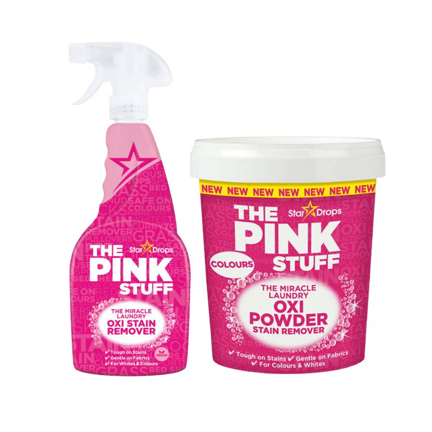 Combinatieset: The Pink Stuff - Vlekverwijderaar Spray + Vlekverwijderaar voor gekleurde- en witte was