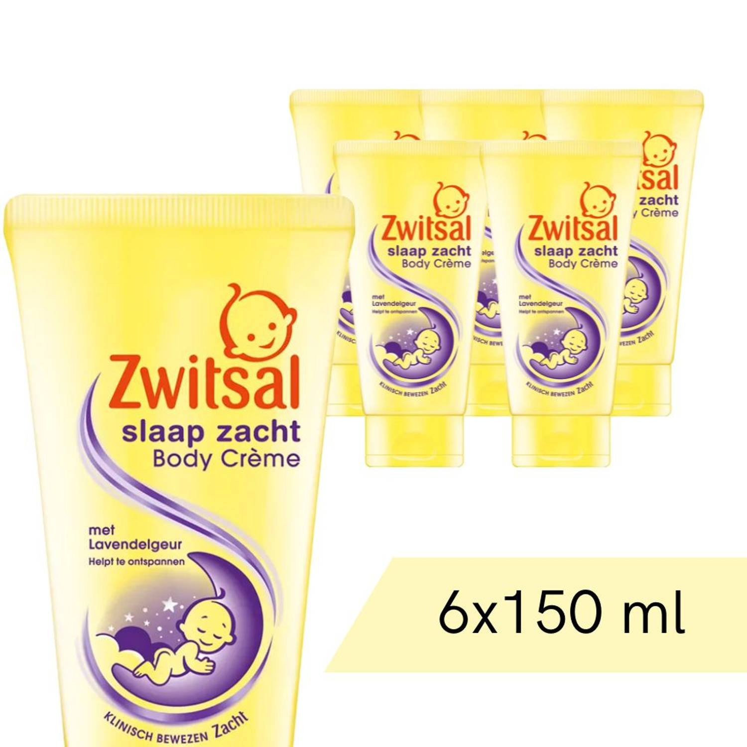 Voordeelverpakking: 6x Zwitsal Body Creme Slaap Zacht Lavendel 150 Ml