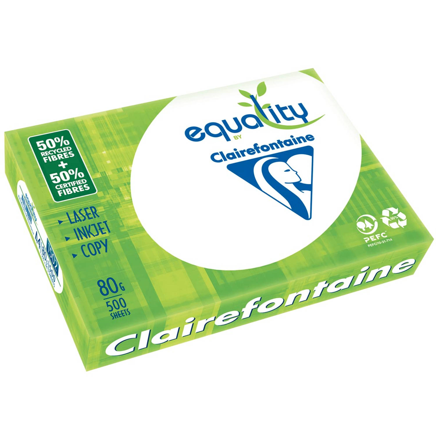 Clairefontaine Equality printpapier ft A4, 80 g, pak van 500 vel 5 stuks