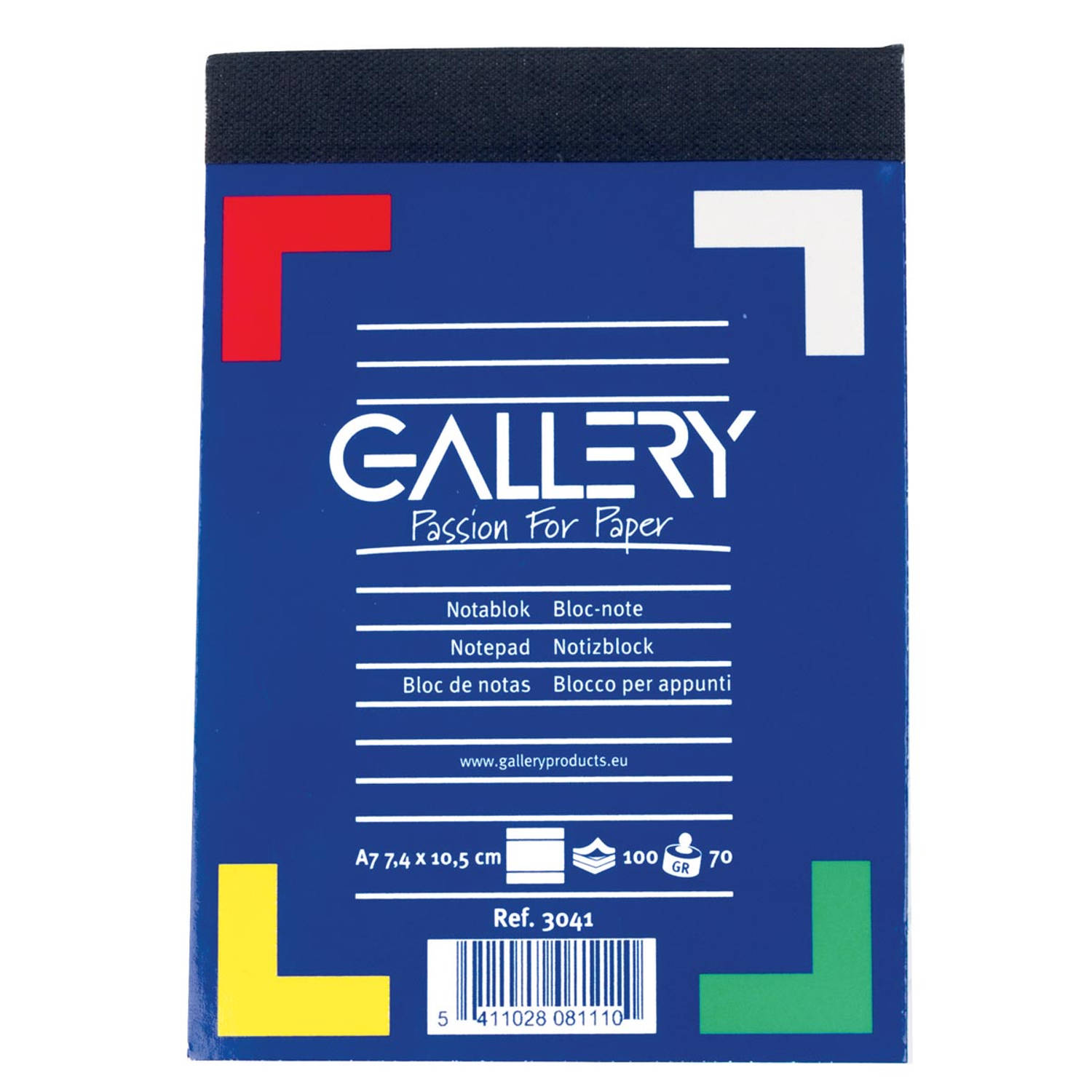 Gallery notitieblok, ft A7, gelijnd, blok van 100 vel 10 stuks