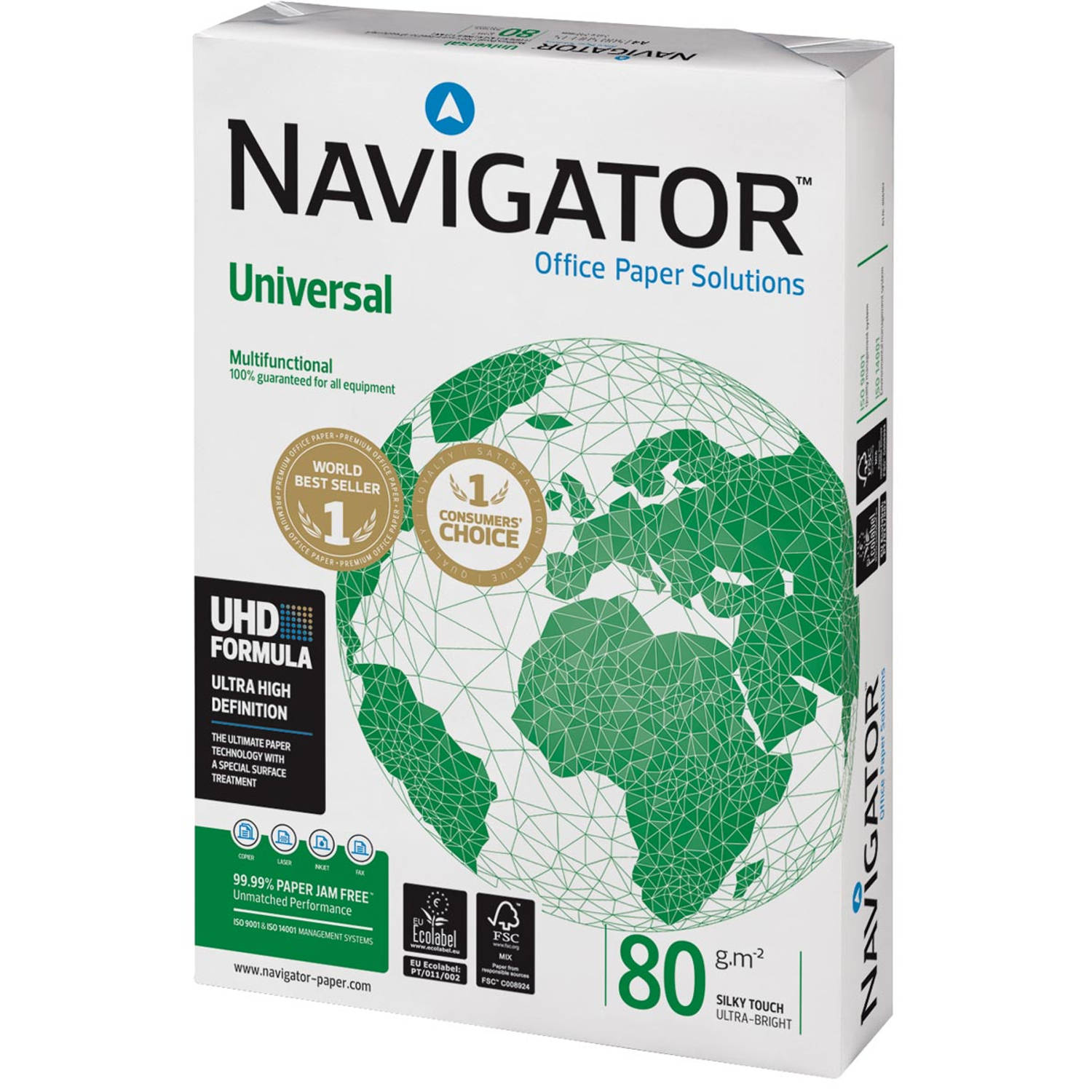 Navigator Universal printpapier ft A4, 80 g, pak van 500 vel 5 stuks
