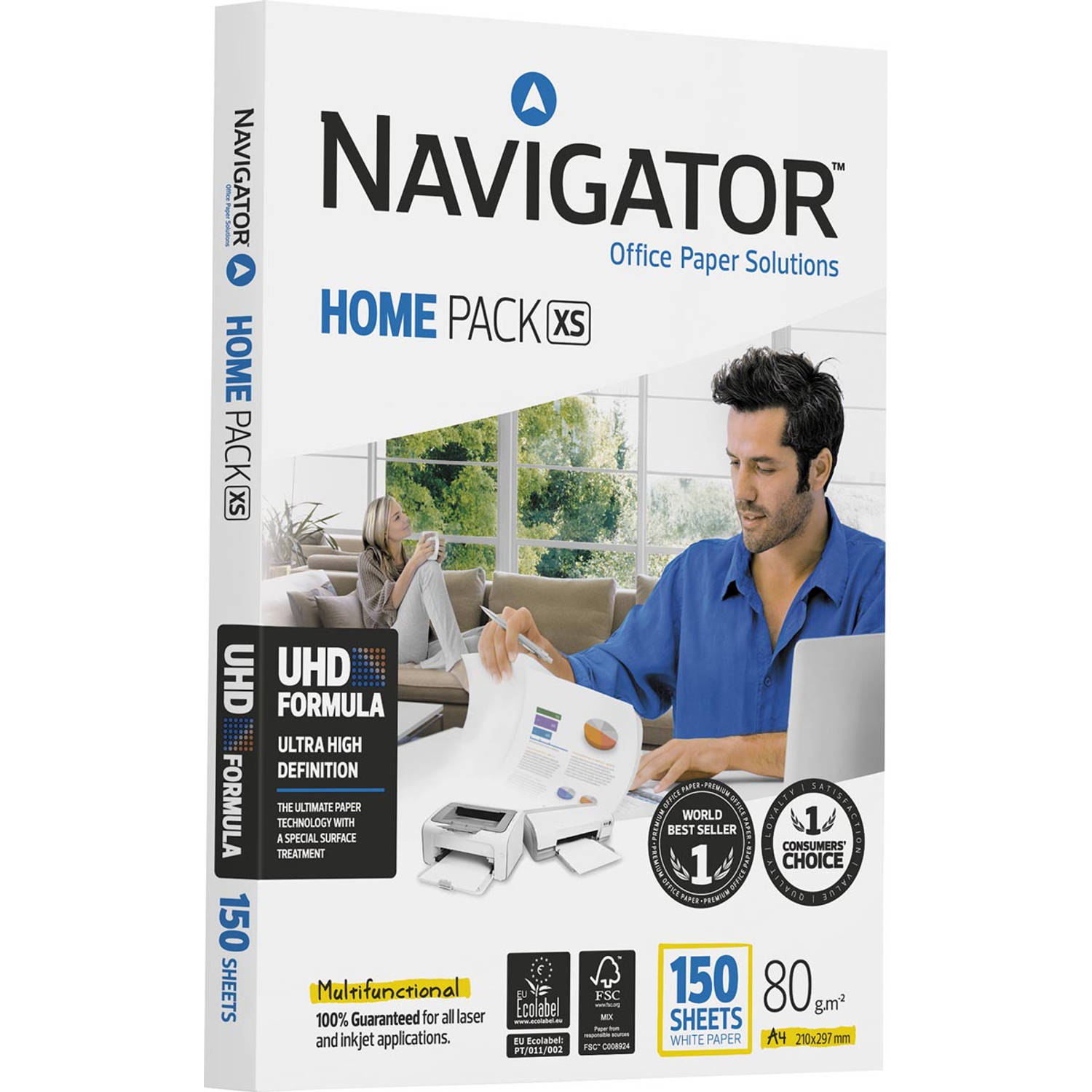 Navigator Home Pack XS printpapier ft A4,80 g, pak van 150 vel 12 stuks