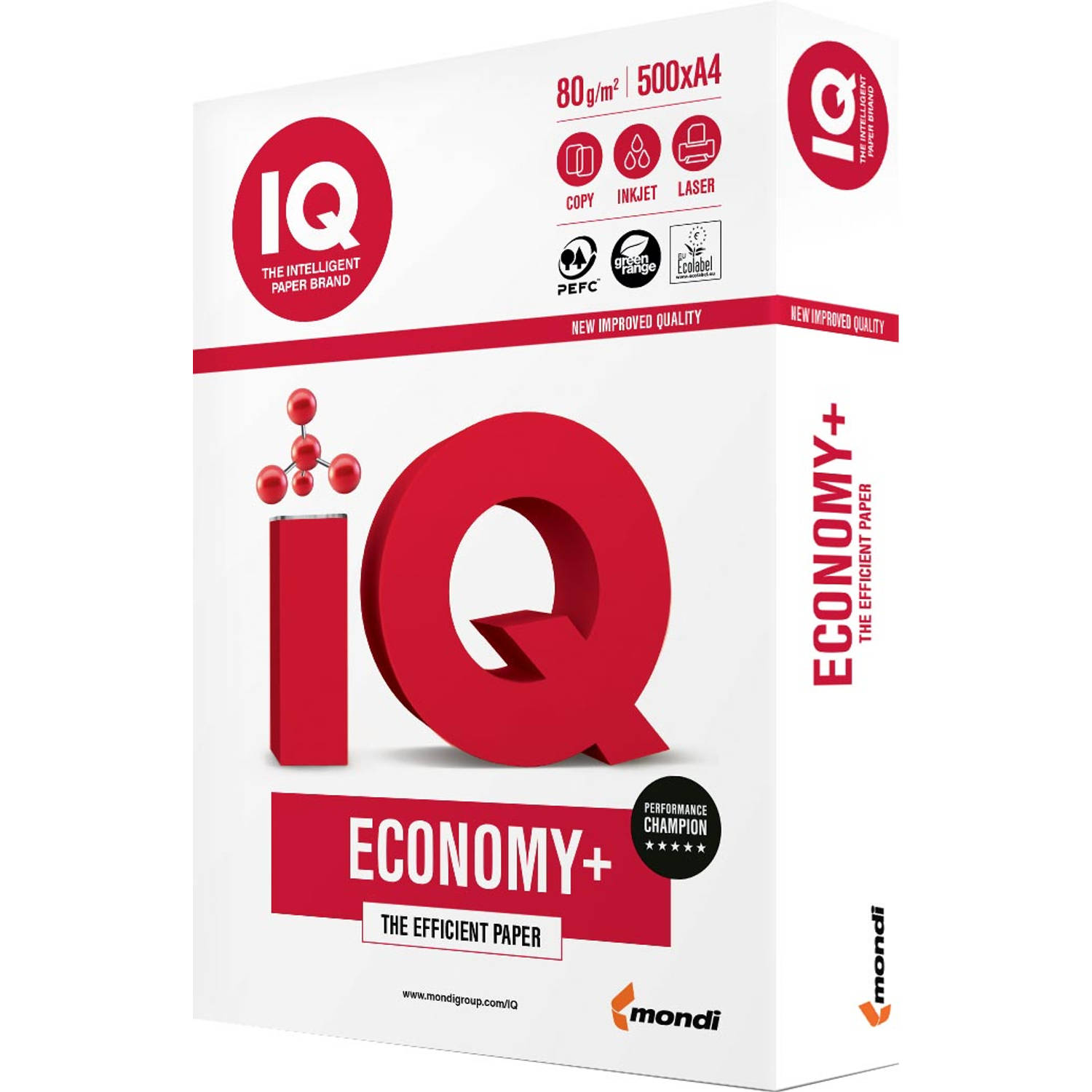 IQ Economy+ printpapier ft A4, 80 g, pak van 500 vel 5 stuks