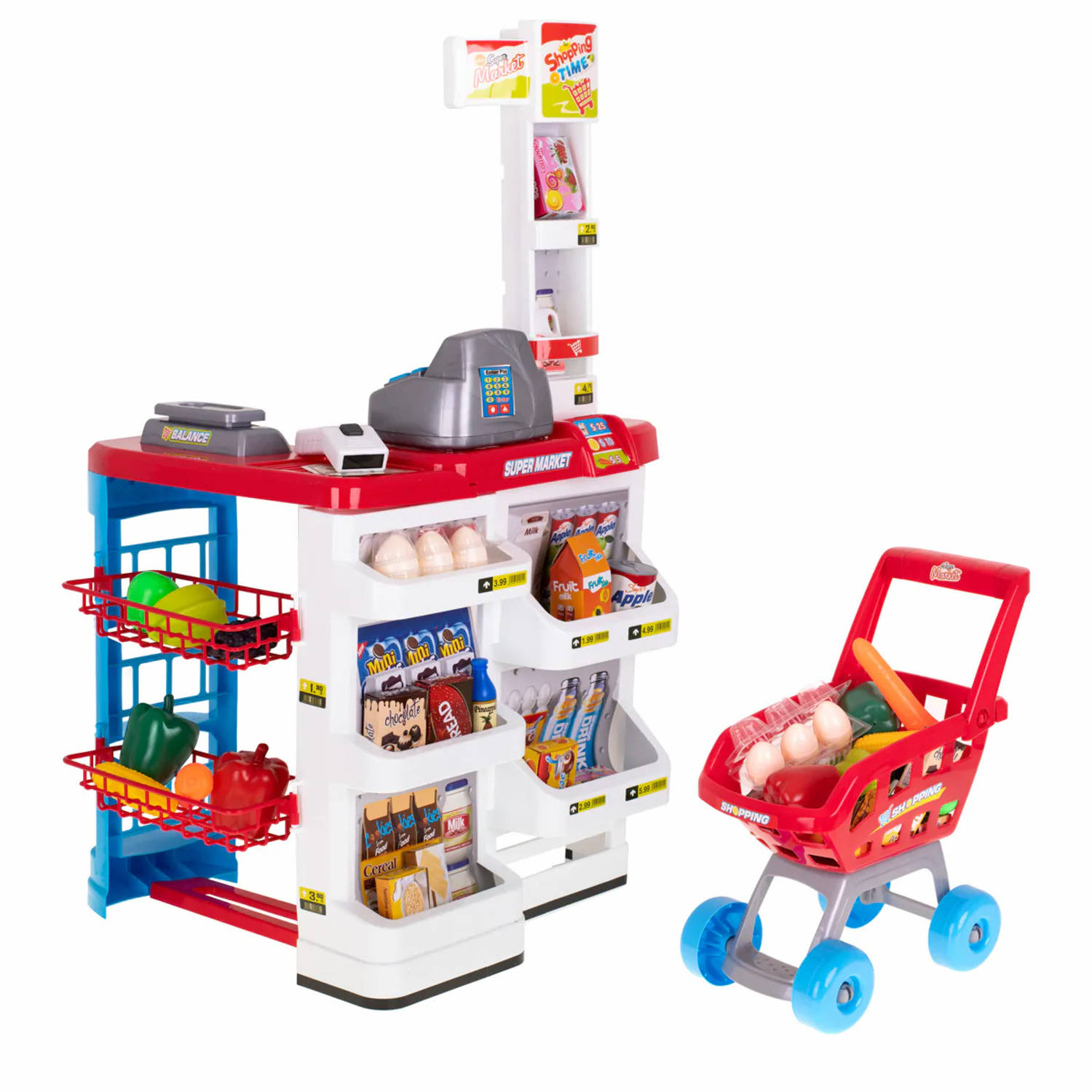 Speelgoedwinkeltje Supermarkt Winkel Speelgoed Kassa Trolley Model 2 Accessoires