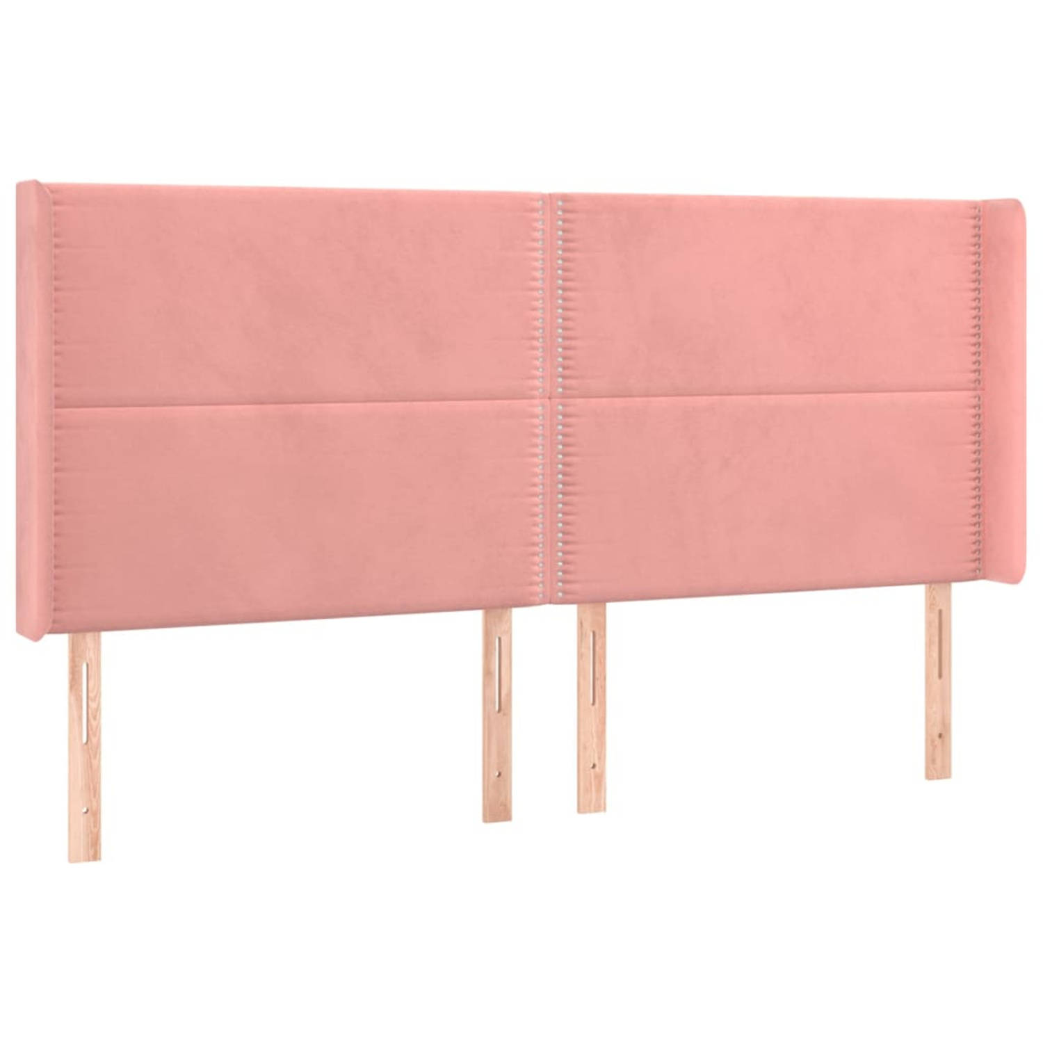 vidaXL Hoofdbord met randen 163x16x118/128 cm fluweel roze