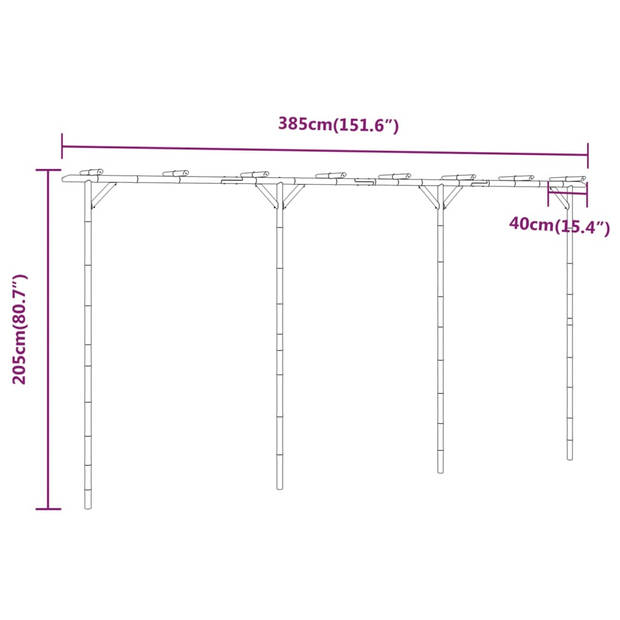 vidaXL Pergola 385x40x205 cm bamboe