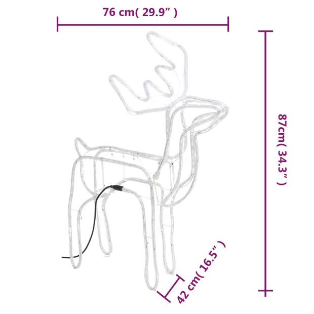 vidaXL Kerstfiguur rendier koudwit 76x42x87 cm