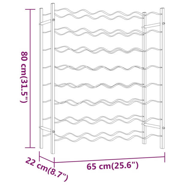 vidaXL Wijnrek voor 48 flessen metaal goudkleurig