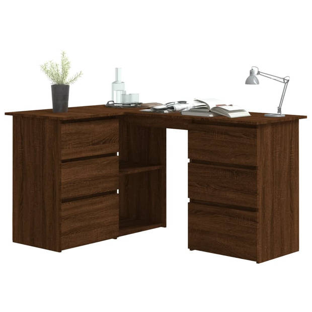 The Living Store Hoekbureau - Moderne - Hout - 145 x 100 x 76 cm - Bruineiken