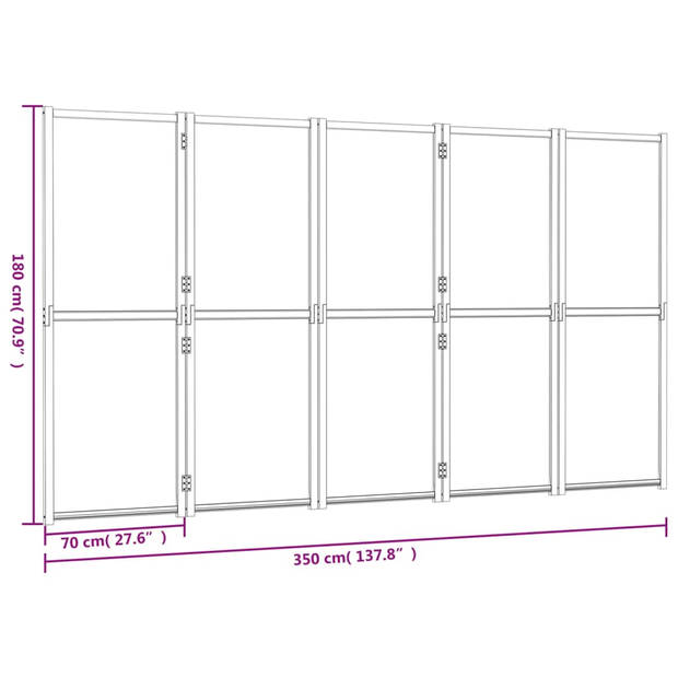 vidaXL Kamerscherm met 5 panelen 350x180 cm zwart