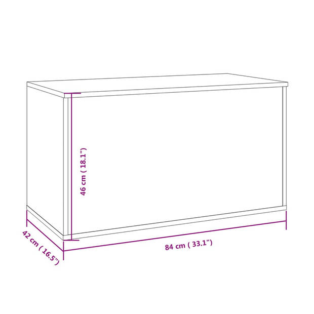 vidaXL Opbergkist 84x42x46 cm bewerkt hout gerookt eikenkleurig