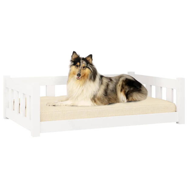 The Living Store Hondenmand - Puppybed - Houten hondenmand - 95.5 x 65.5 x 28 cm - Wit