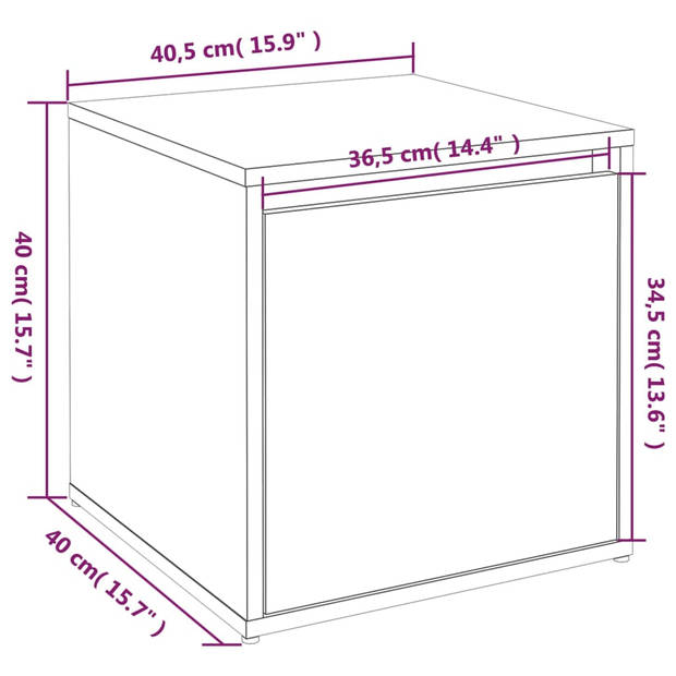 The Living Store Opbergbox met Lade - Grijs Sonoma Eiken - 40.5 x 40 x 40 cm - Trendy Design