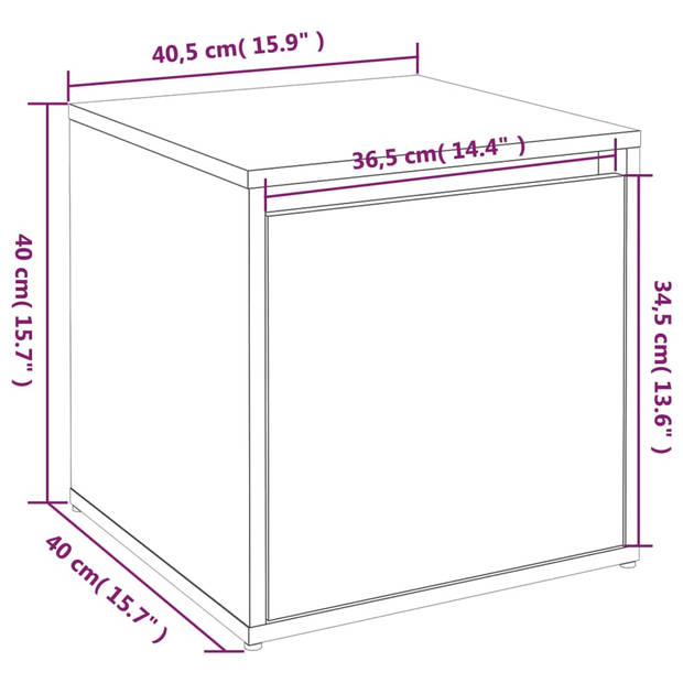 vidaXL Opbergbox met lade 40,5x40x40 cm bewerkt hout wit