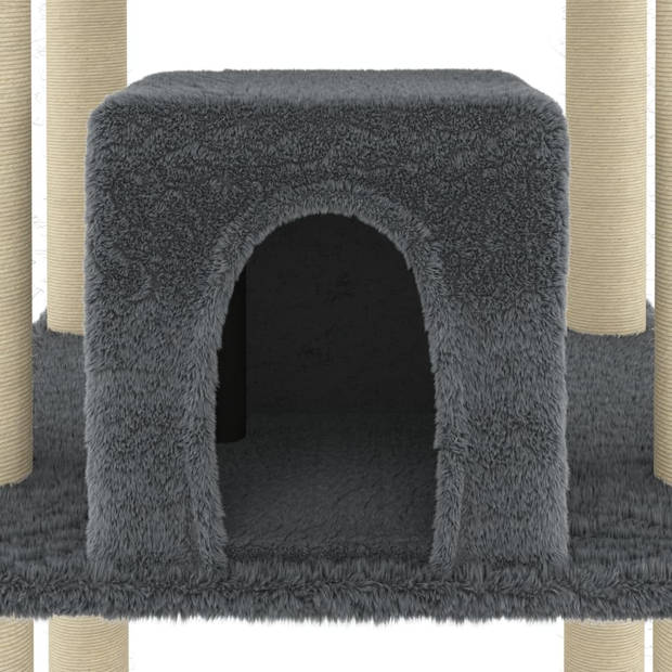 vidaXL Kattenmeubel met sisal krabpalen 216 cm donkergrijs