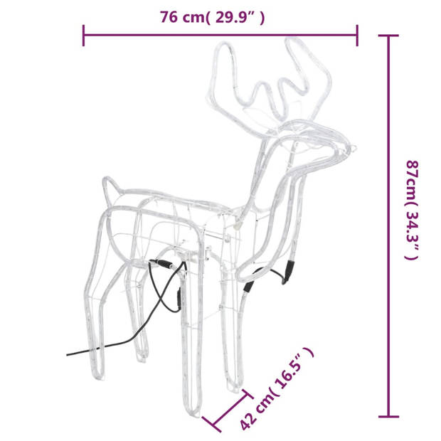 vidaXL Kerstfiguur rendier met bewegende kop 2 st warmwit