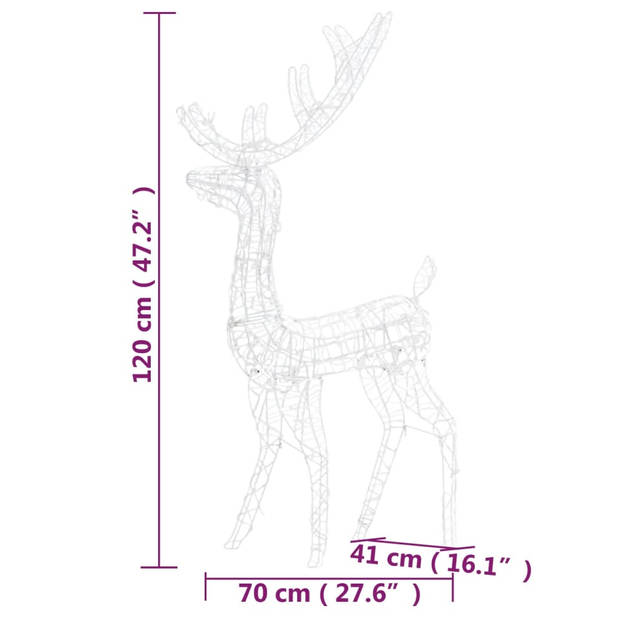 vidaXL Kerstversieringen rendier 2 st 120 cm acryl warmwit