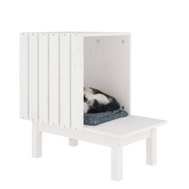 vidaXL Kattenhuis 60x36x60 cm massief grenenhout wit