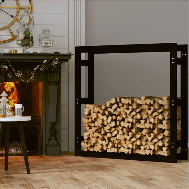 vidaXL  Haardhoutrek 100x25x100 cm massief grenenhout zwart