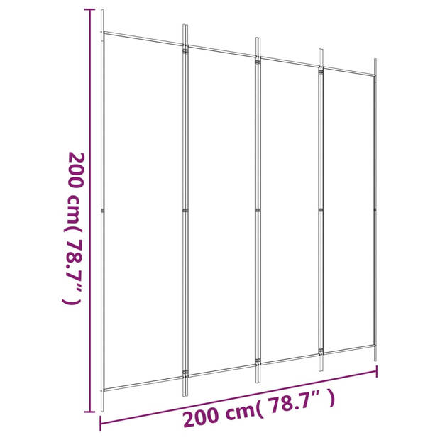 vidaXL Kamerscherm met 4 panelen 200x200 cm stof zwart