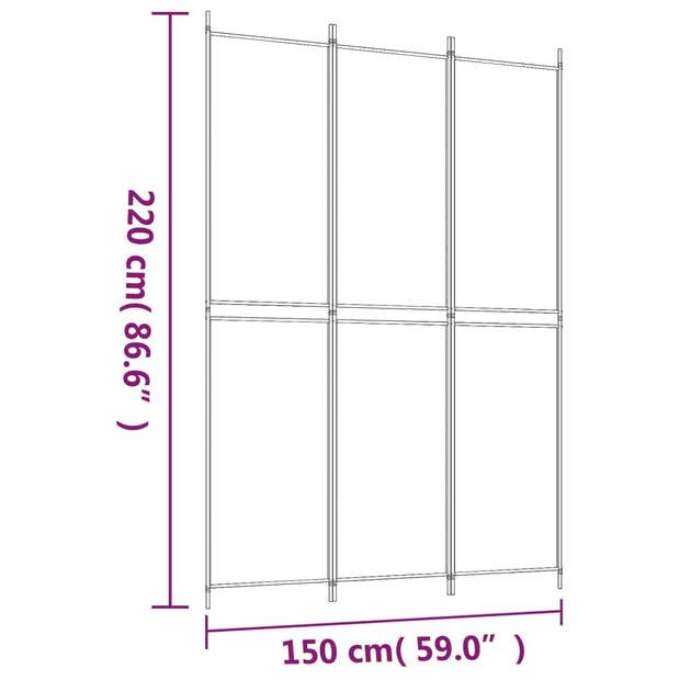 vidaXL Kamerscherm met 3 panelen 150x220 cm stof wit