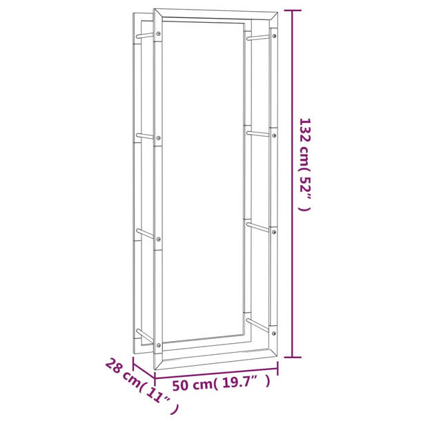 vidaXL Haardhoutrek 50x28x132 cm staal matzwart