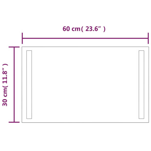 The Living Store LED-badkamerspiegel - 60 x 30 cm - IP65 waterdicht - met USB-interface