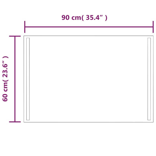 vidaXL Badkamerspiegel LED 60x90 cm