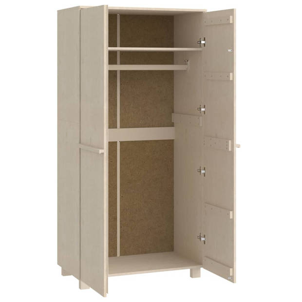 The Living Store HAMAR Houten Garderobe - 89 x 50 x 180 cm - Honingbruin - Massief grenenhout