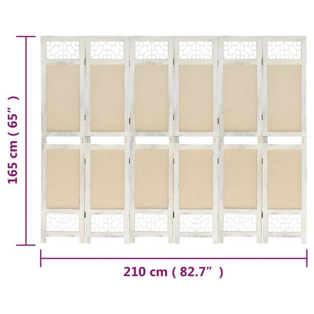 vidaXL Kamerscherm met 6 panelen 210x165 cm stof crèmekleurig