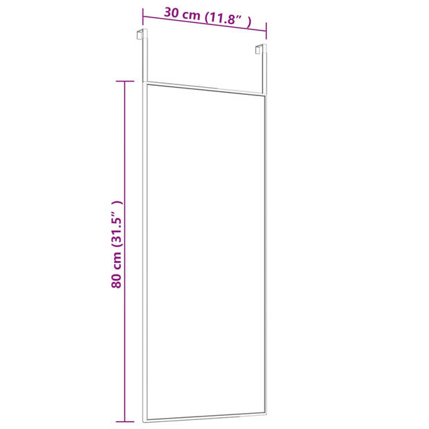 vidaXL Deurspiegel 30x80 cm glas en aluminium zwart