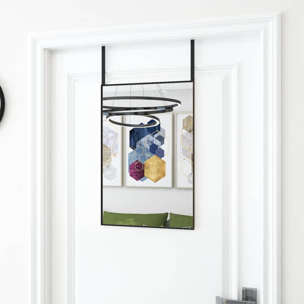 The Living Store Deurspiegel - Zwarte Aluminium Frame - 40 x 60 cm - Verstelbaar