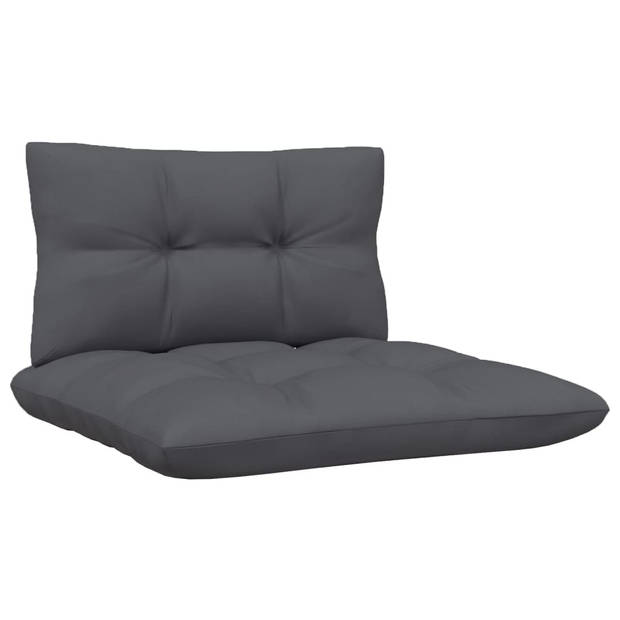 vidaXL 4-delige Loungeset met antracietkleurige kussens grenenhout