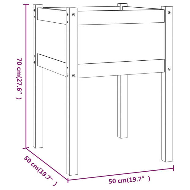 vidaXL Plantenbakken 2 st 50x50x70 cm massief grenenhout